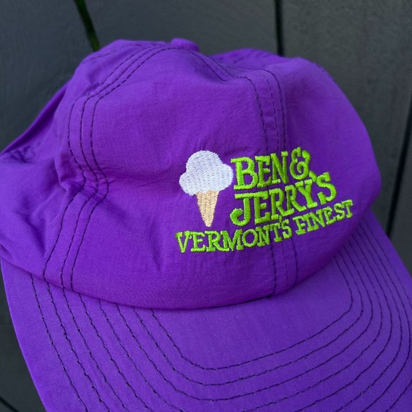Vintage Other - VTG Ben & Jerry's Ice Cream (Vermont) Baseball Cap Hat PURPLE lightweight